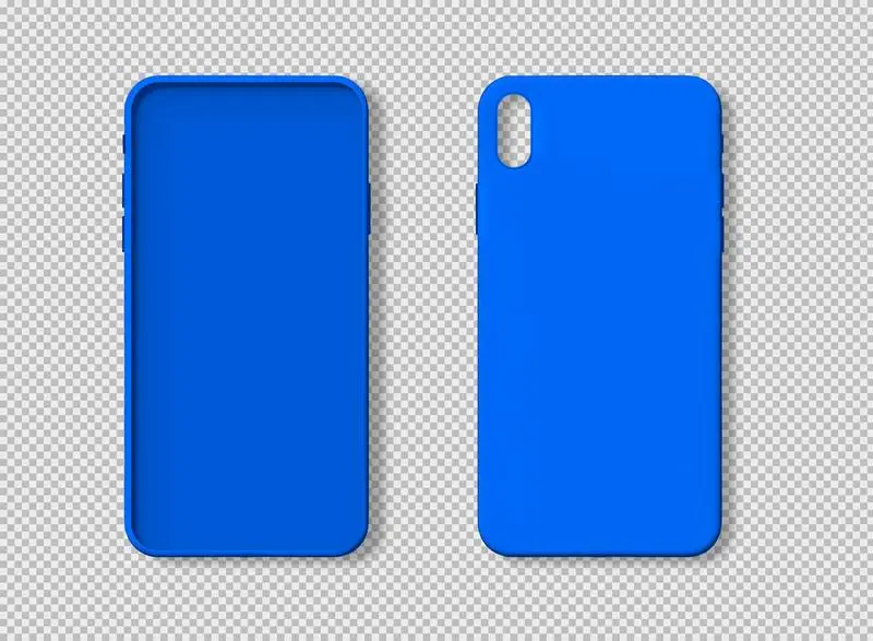 Photo of Blue Smartphone Case from the Front and from the Back Isolated on Transparent Background PNG