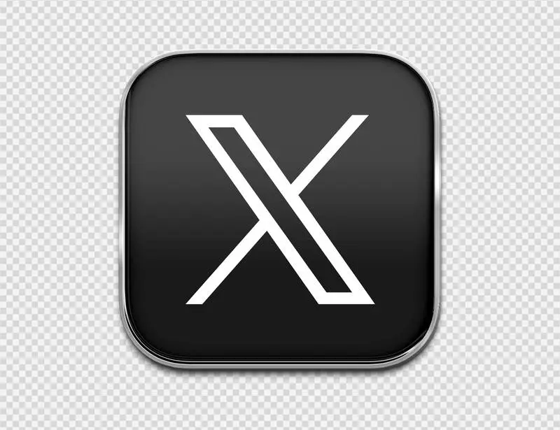 X Logo in Enamelled Sheet Metal Style PNG