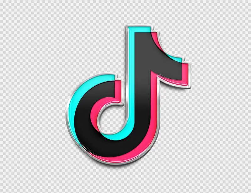 TikTok Logo in Enamelled Sheet Metal Style PNG