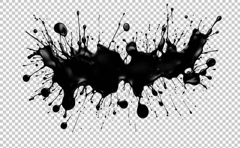 Black Paint Splash Isolated on Transparent Background PNG