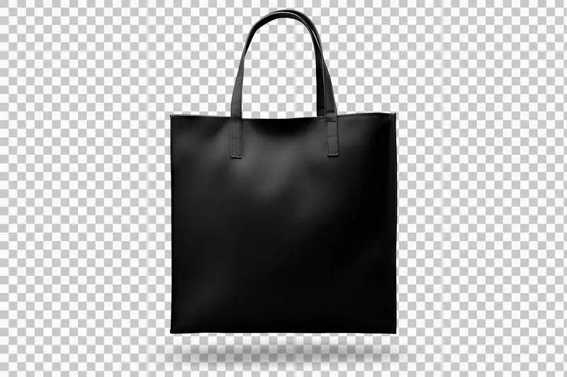 Elegant Black Leather Bag Isolated on Transparent Background PNG