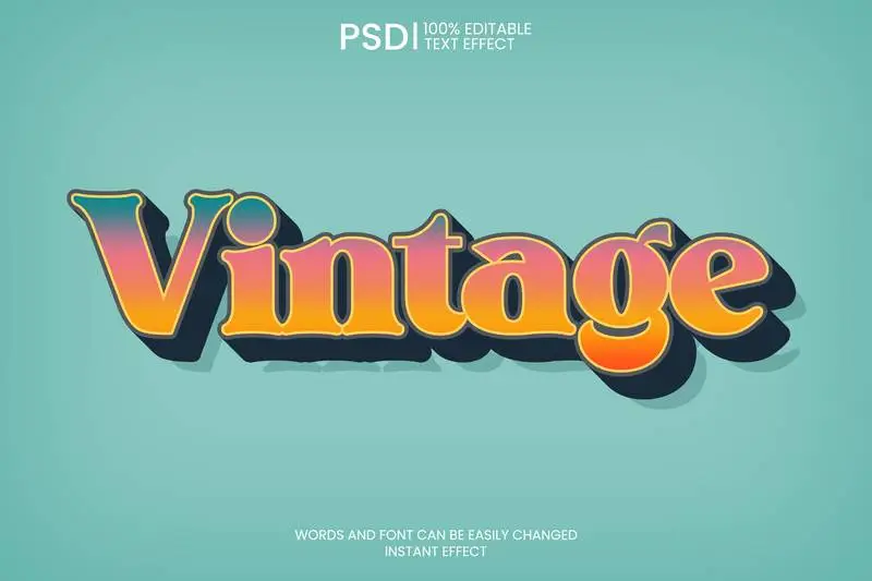 Editable Vintage Text Effect PSD