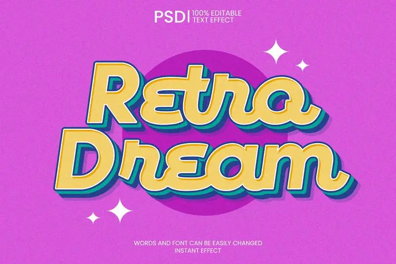 Editable Retro Text Effect PSD Templates