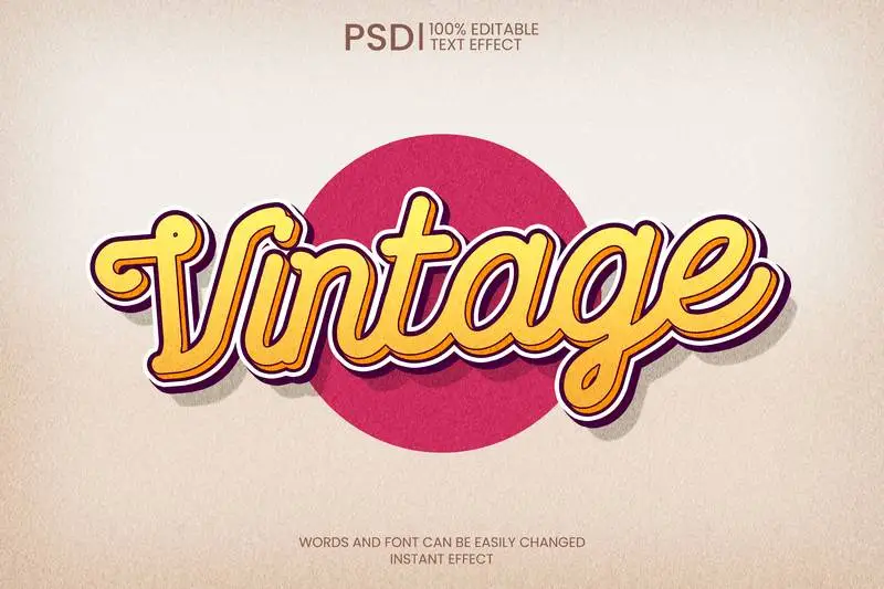 Editable Vintage Text Effect PSD Templates