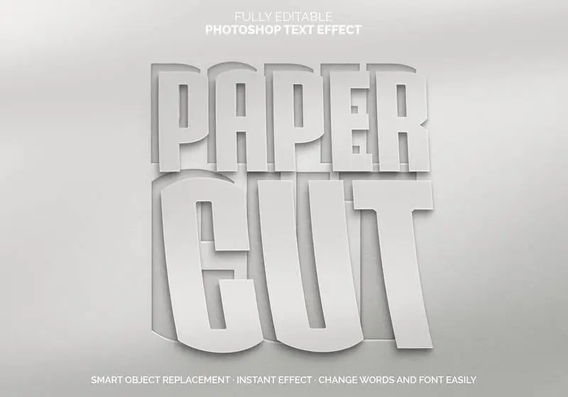 Papercut Text Effect PSD
