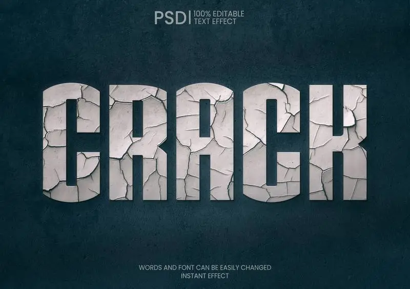 Cracked Text Effect PSD