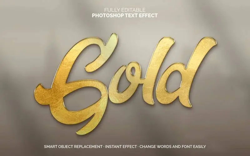 Golden Foil Text Effect PSD