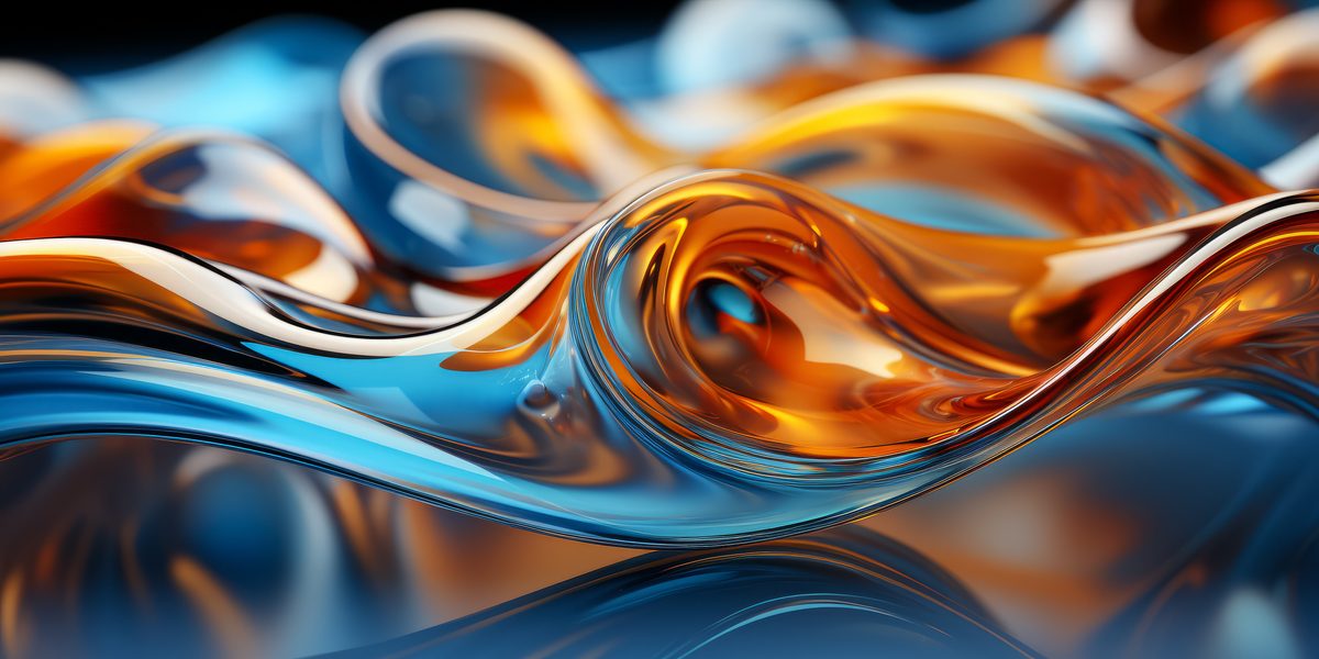 Abstract Macro Shot of Flowing Water in Blue and Orange