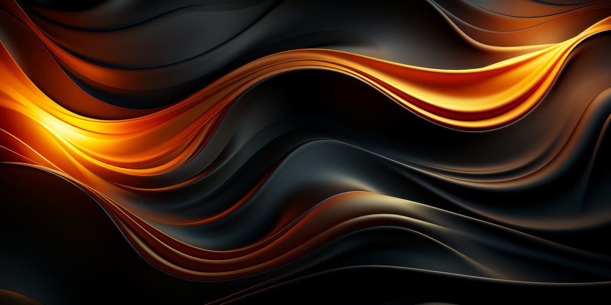 Abstract Wavy Black and Bright Orange Background