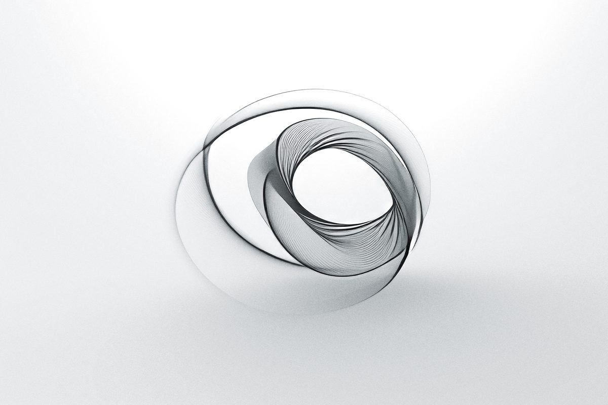 Abstract black rounded art shape on white background