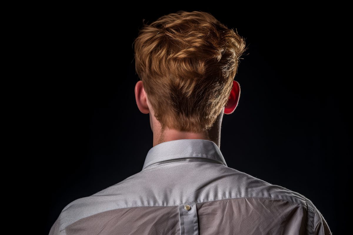 Back View of a Young Man in Low Light