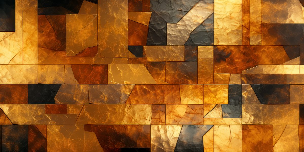 Background of Wall made of Gilded Geometric Shapes