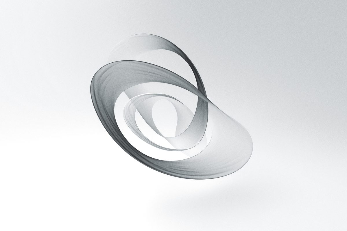 Black abstract rounded art shape on white background