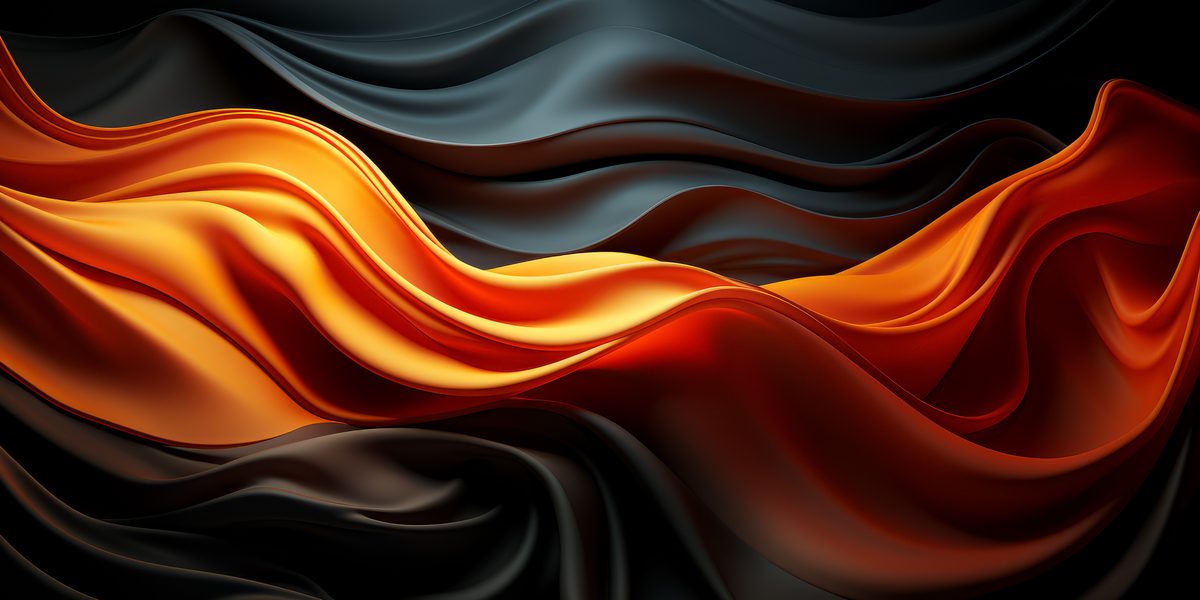 Black and Brilliant Orange Energetic Waves Background