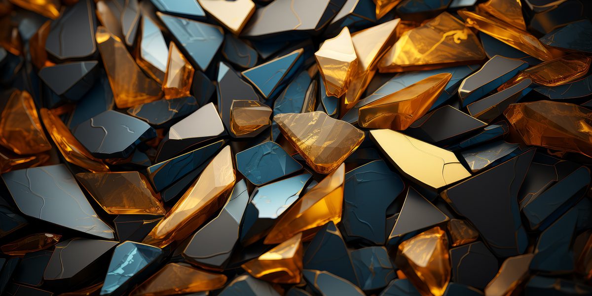 Black and orange glass pieces background