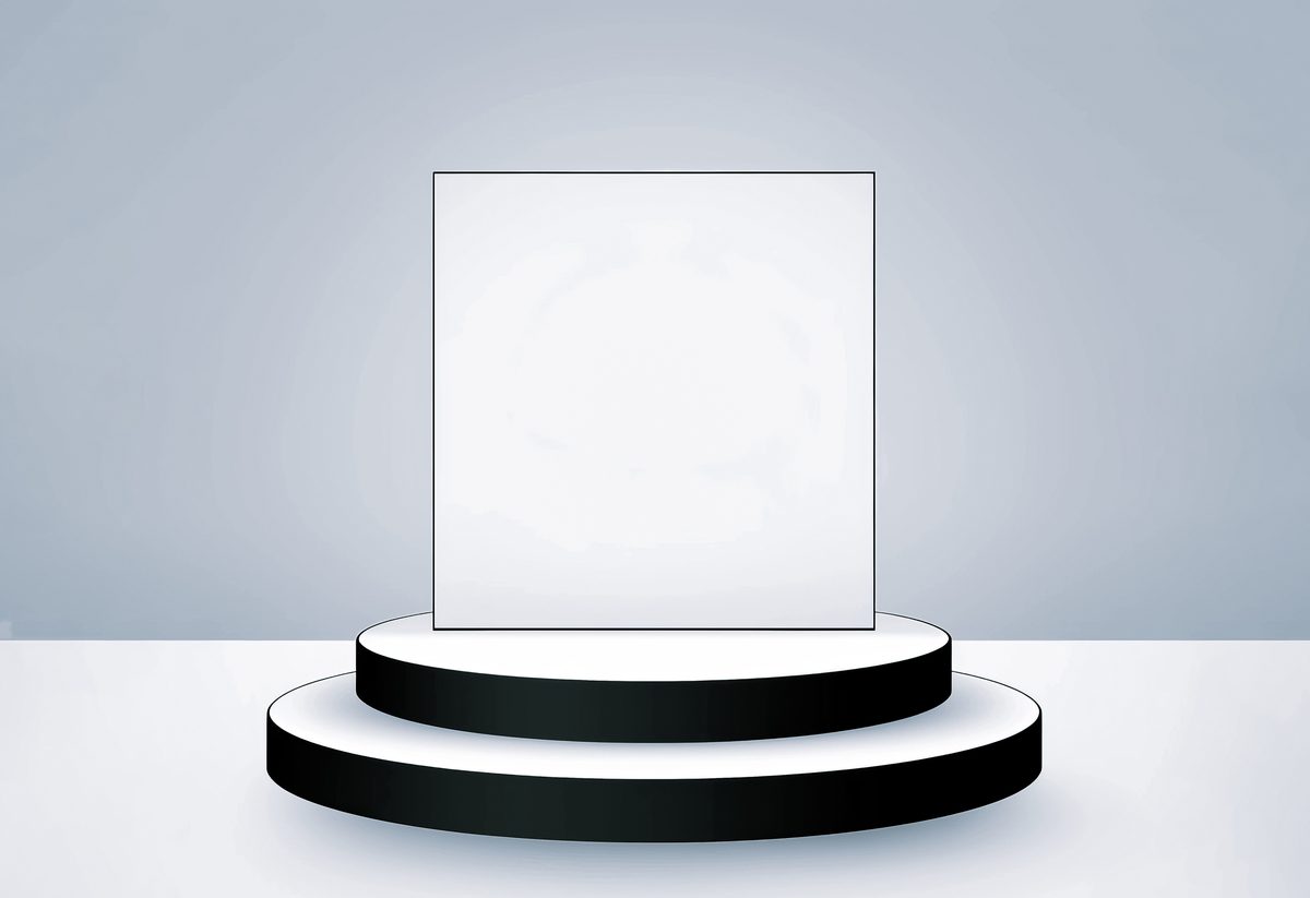 Black and white empty podium for product presentation