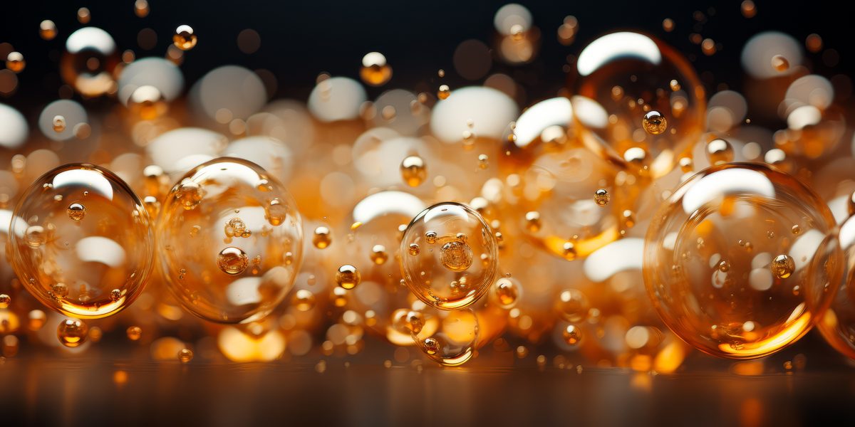 Blurred Liquid with Bubbles Background