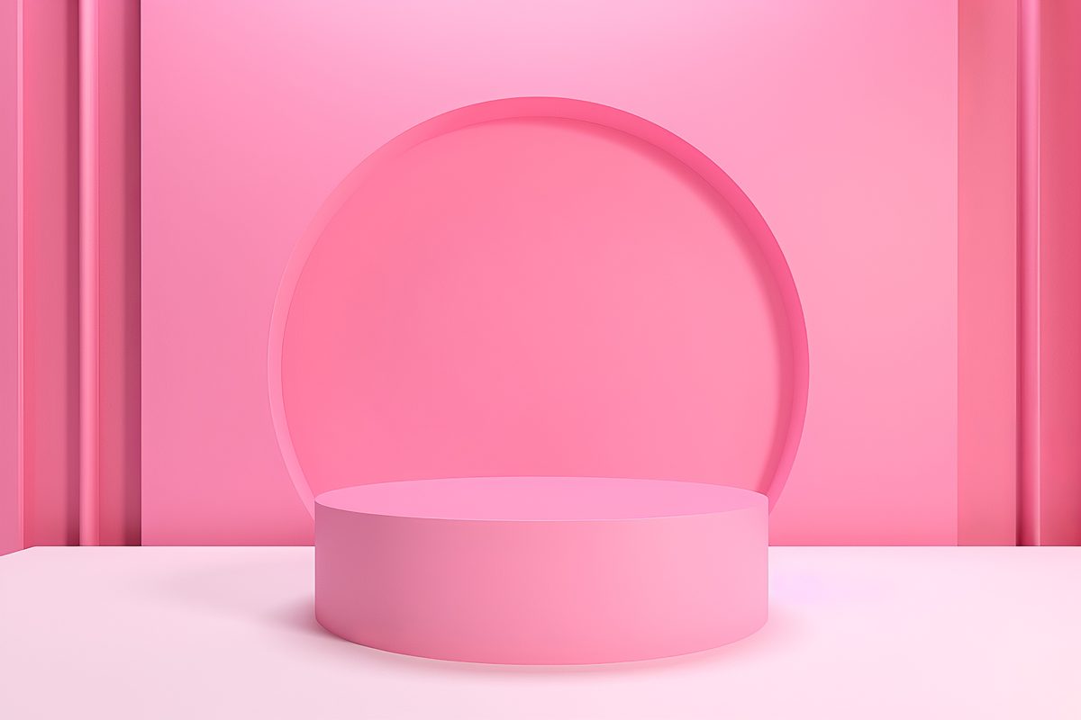 Bright pink empty podium for product presentation
