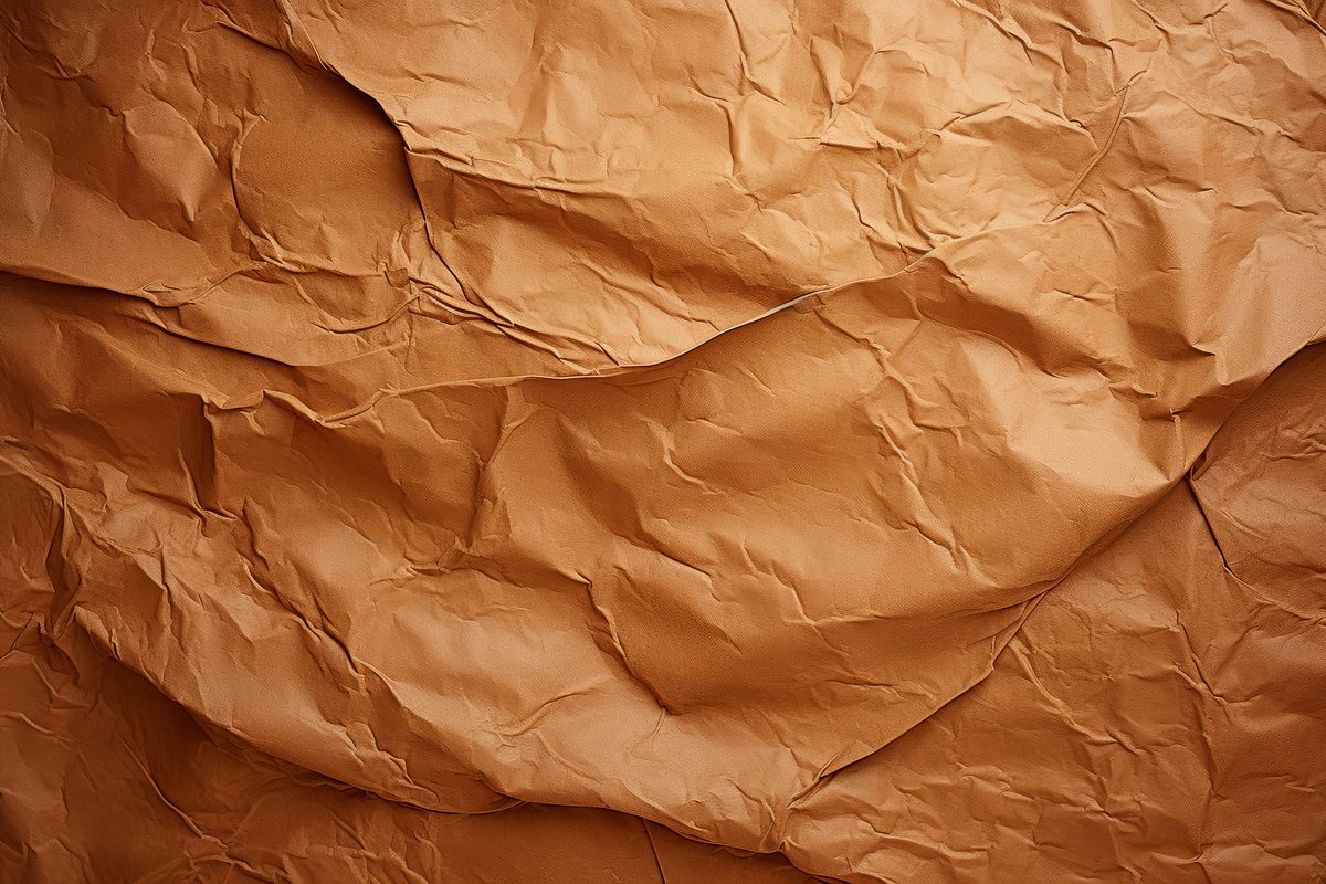 Brown crumpled craft paper background