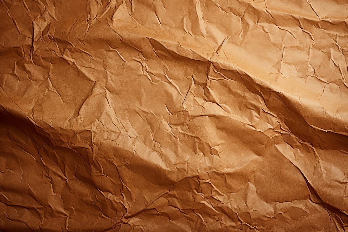 Brown crumpled craft paper surface