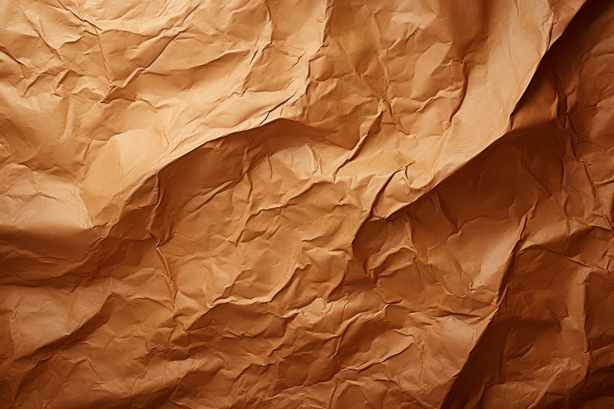 Brown crumpled craft paper texture