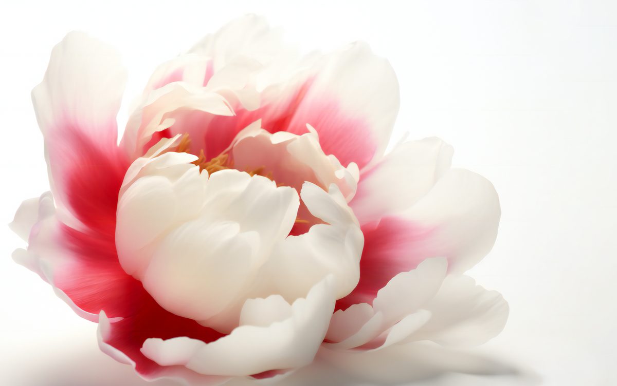 Close-up photo of a beautiful peony flower on a studio background