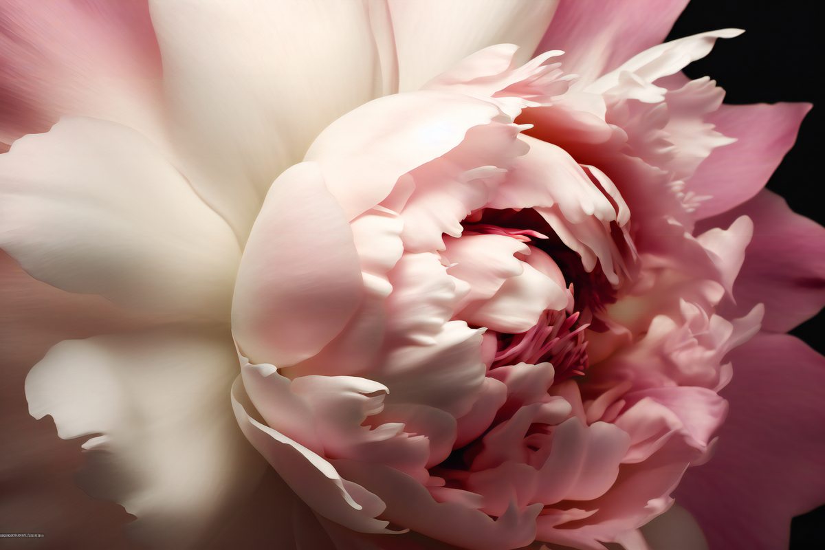 Close-up photo of a beautiful pink peony flower on a studio background