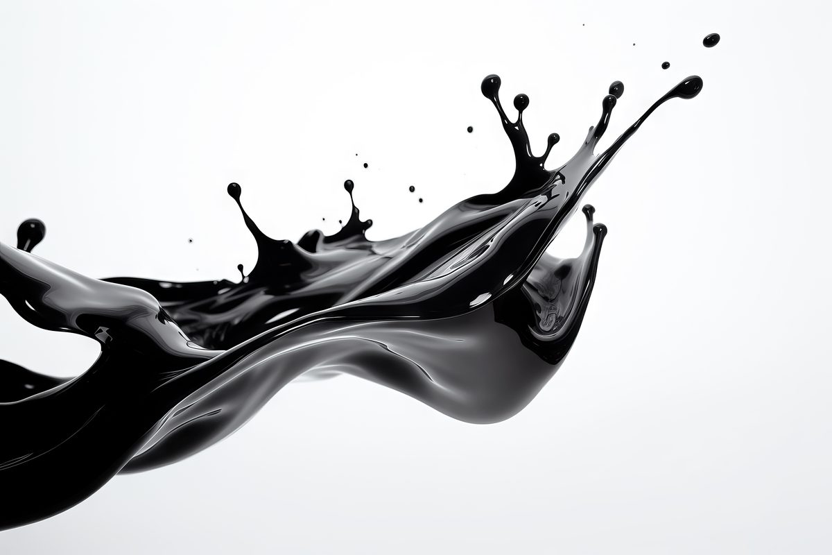 Dark liquid splash isolated over a total white background