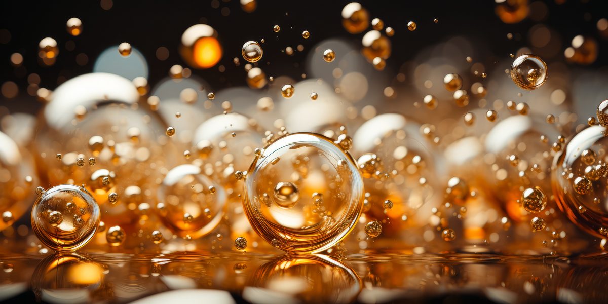 Defocused Glistening Fluid with Bubbles