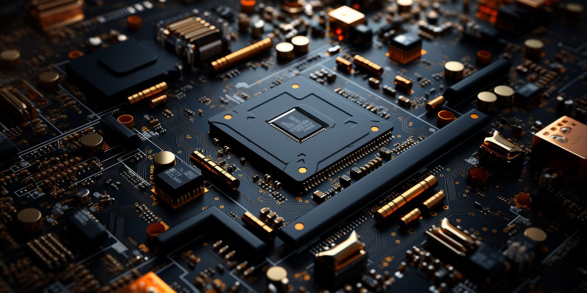 Detailed Macro View of Electronic Microchip