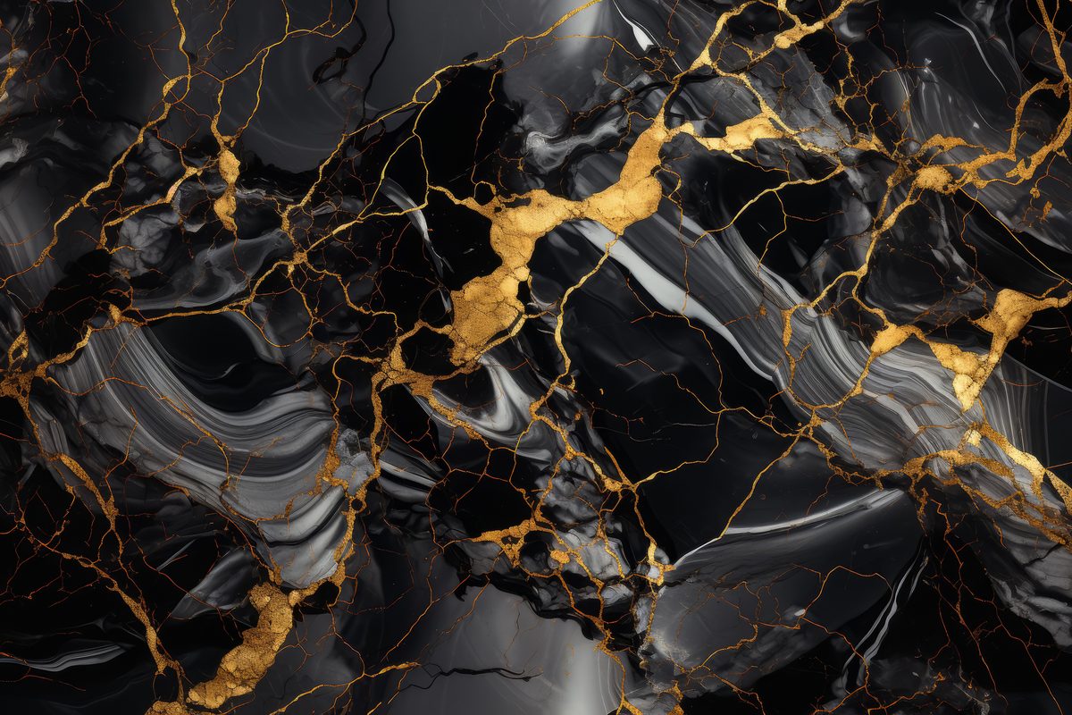 Elegant black marble texture with golden veined lines
