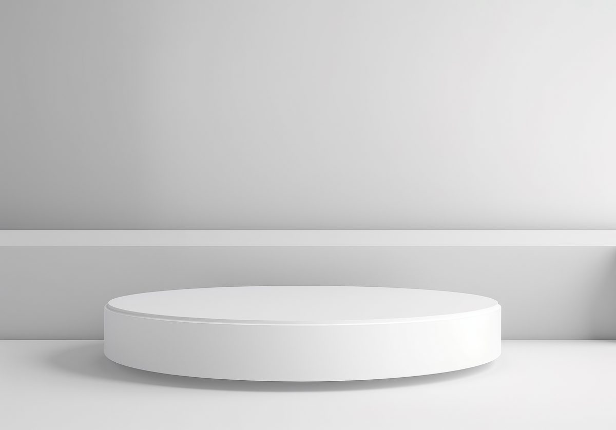 Elegant round white minimalist round podium for product presentation