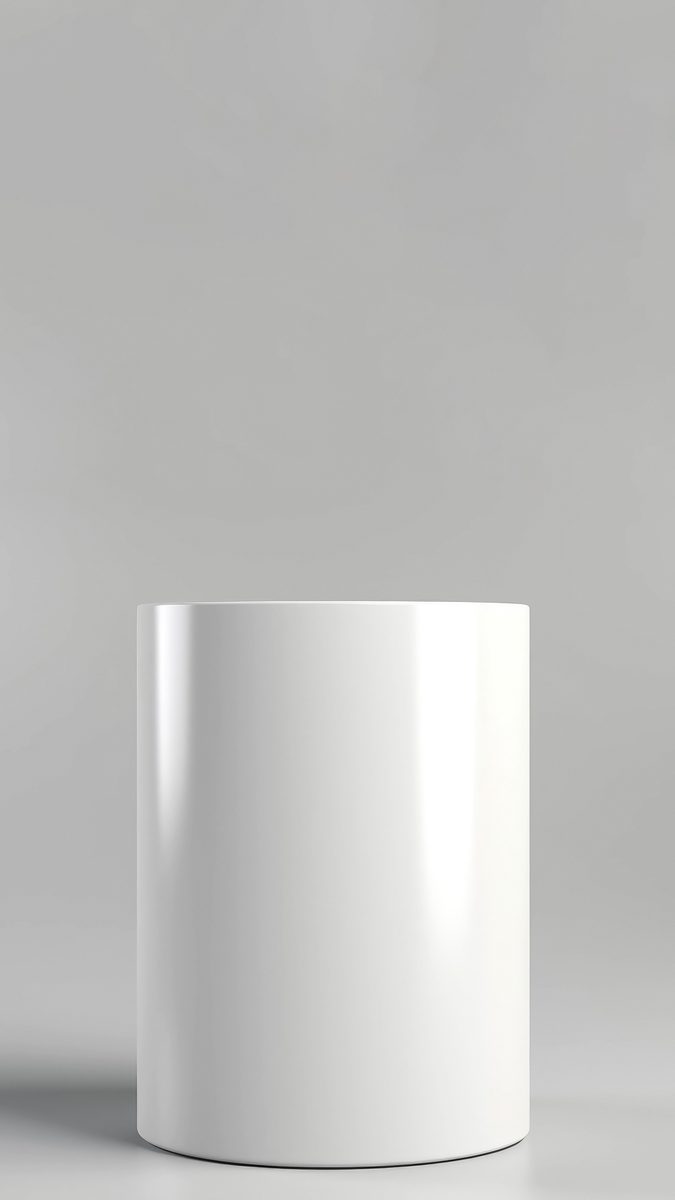 Elegant round white minimalist round stand for product presentation