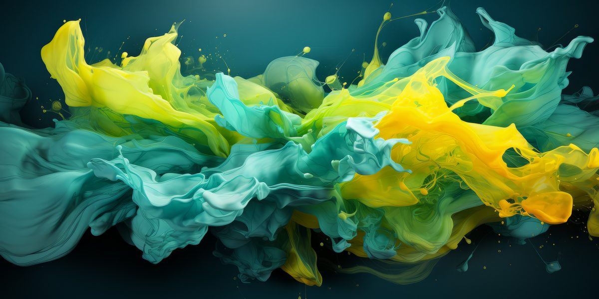 Flowing Green Paint in Abstract Form