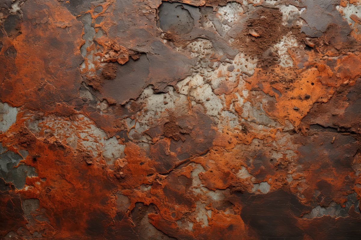 Grunge texture of rusty steel surface in orange tones