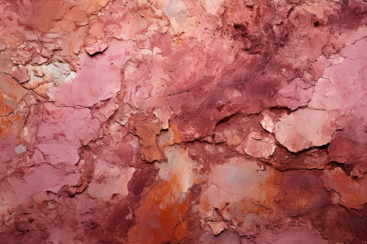 Grunge texture of rusty steel surface in soft pink tones