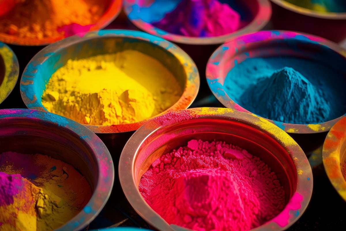 Happy Holi Bowls Filled With Intense Colored Dust