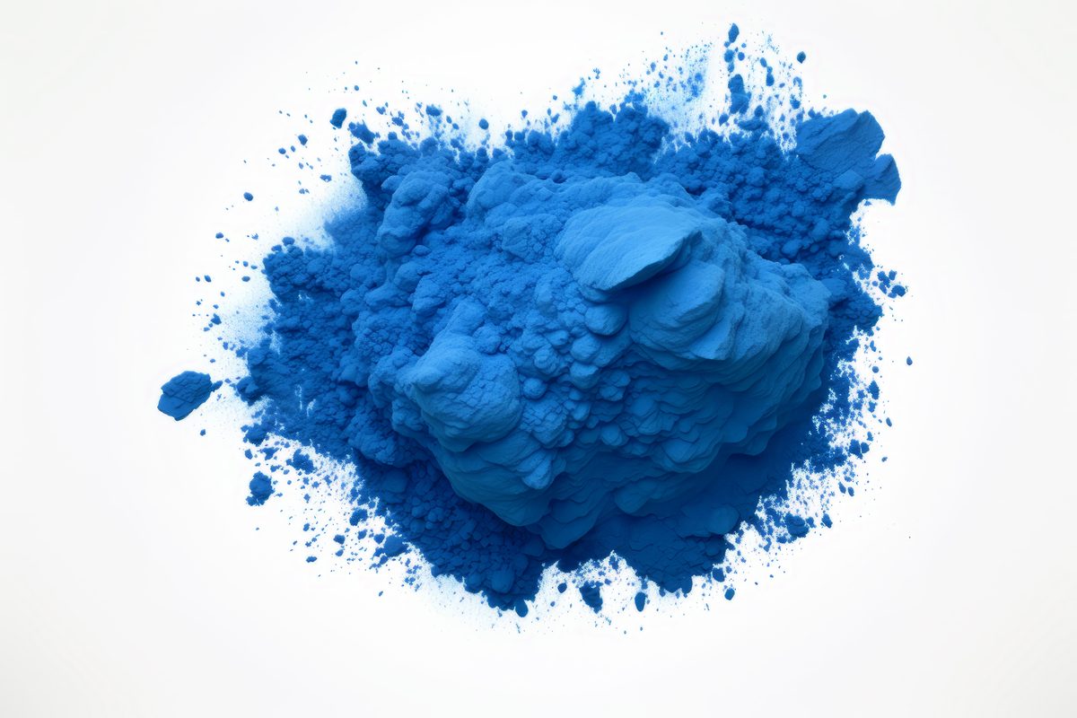 Holi Blue Powder over White Background