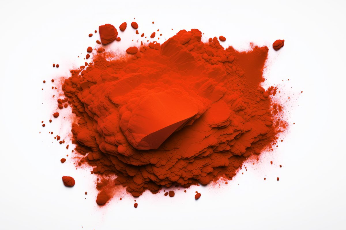 Holi Bright Red Powder over White Background