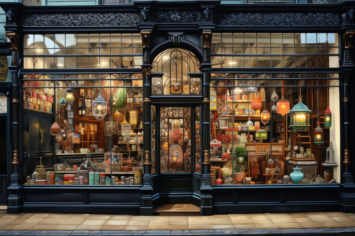 Image of classic fairytale shop with large windows