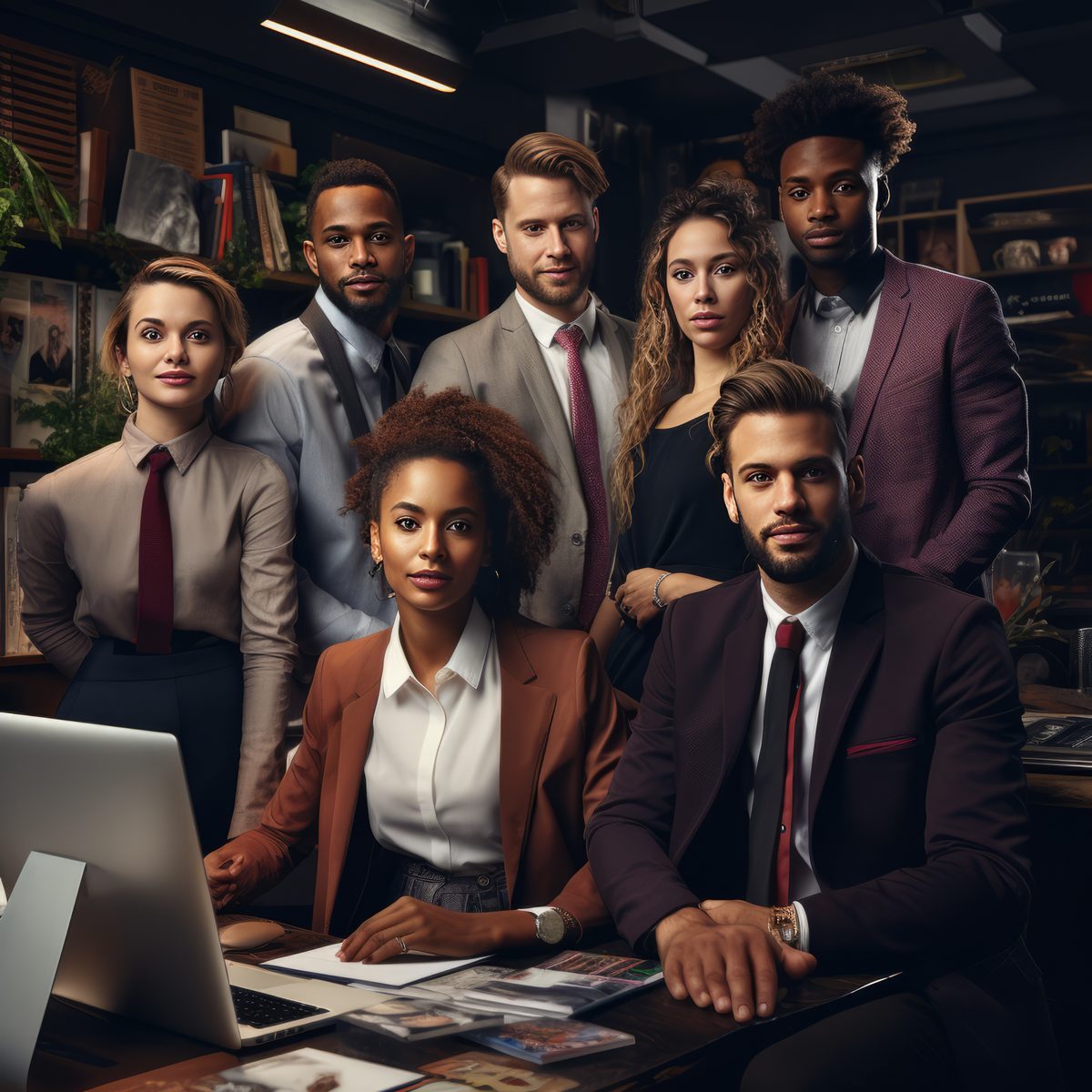 Image of corporate team with diversity in the office in the background
