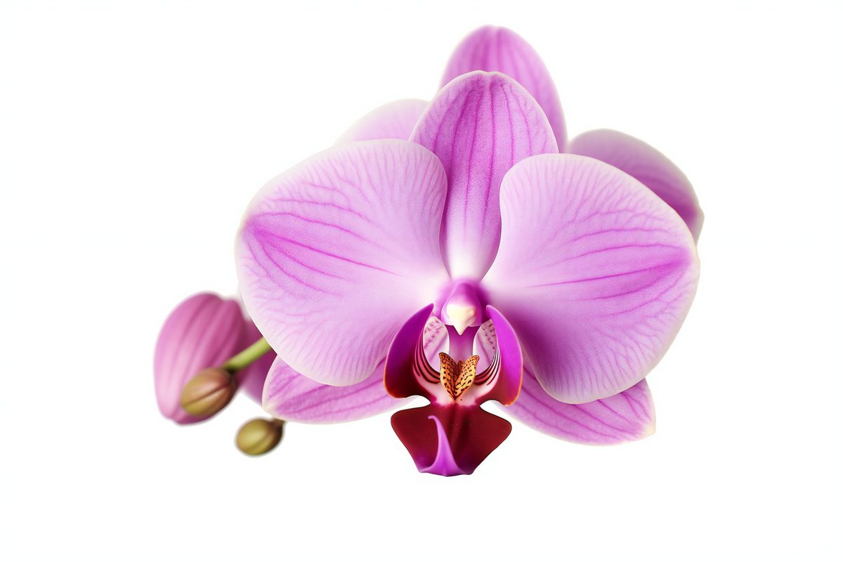 Image of pink orchid flower on white background