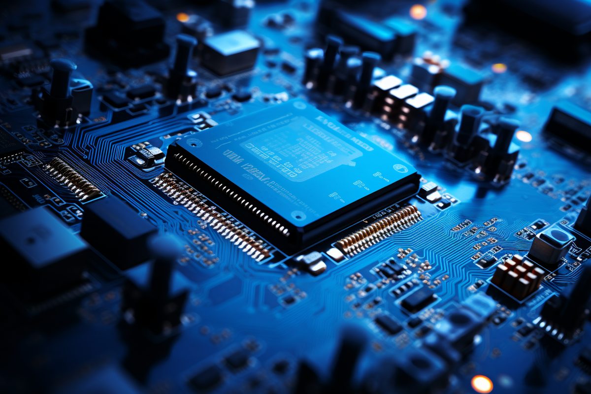 Macro Photo of a Computer Motherboard