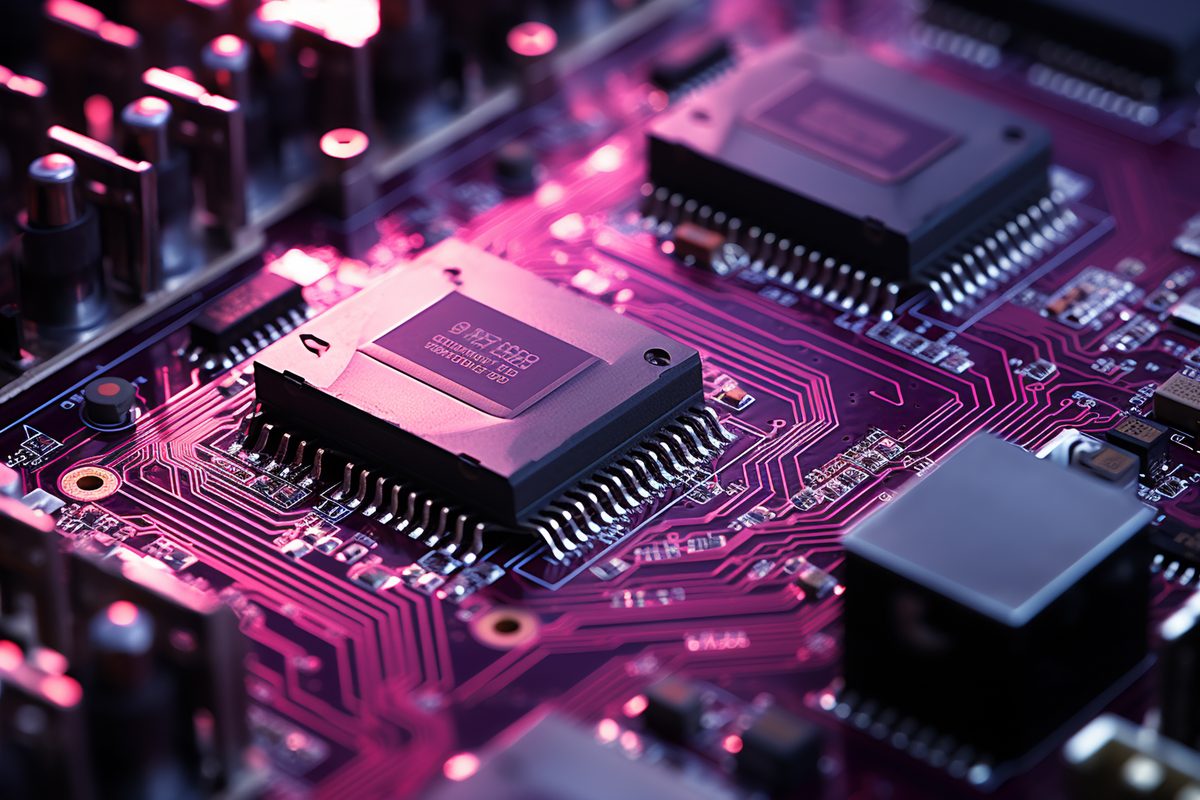 Macro Photo of a Motherboard in vivid colors