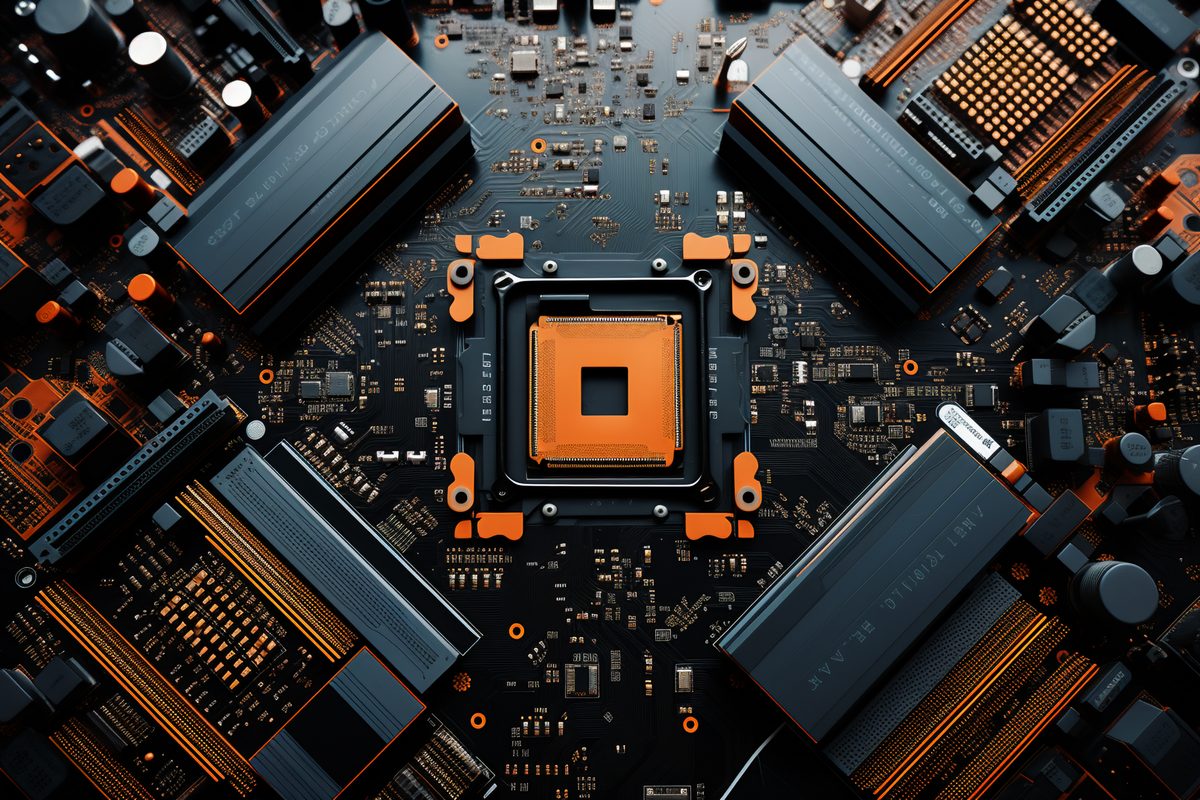 Macro Photography of a Computer Motherboard