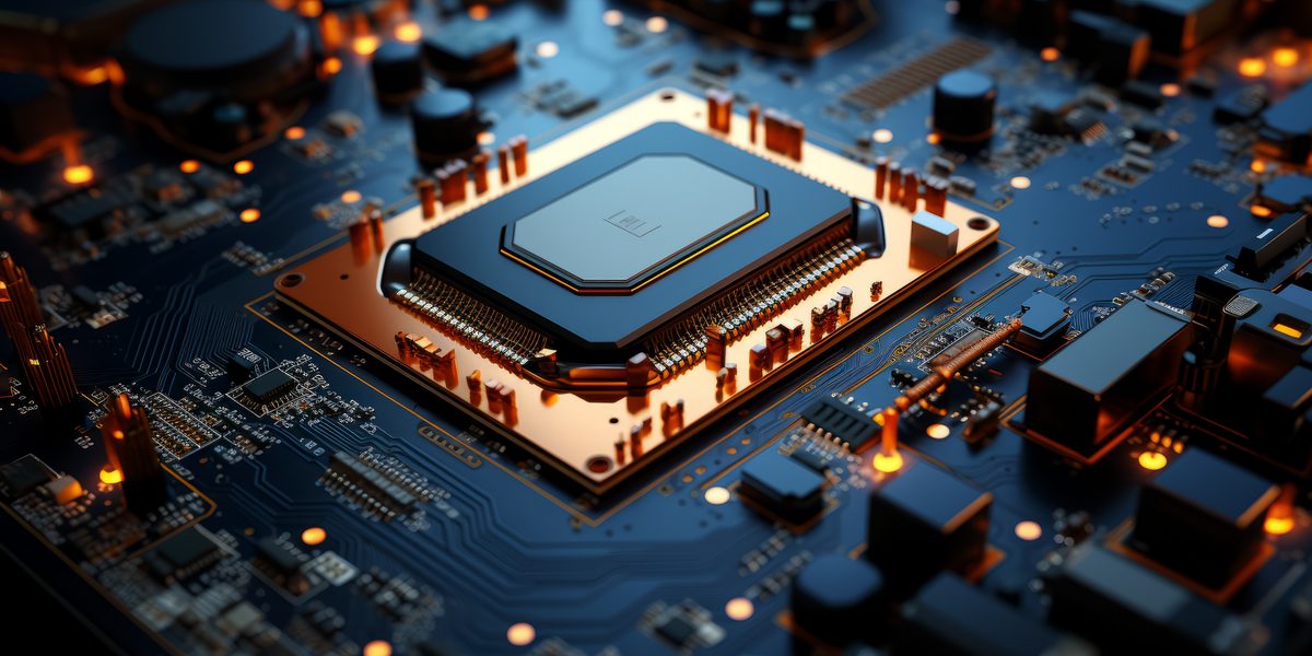 Macro Shot of a Computer Microchip
