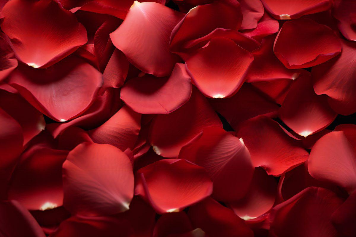 Macro photo of rose petals covering an entire surface