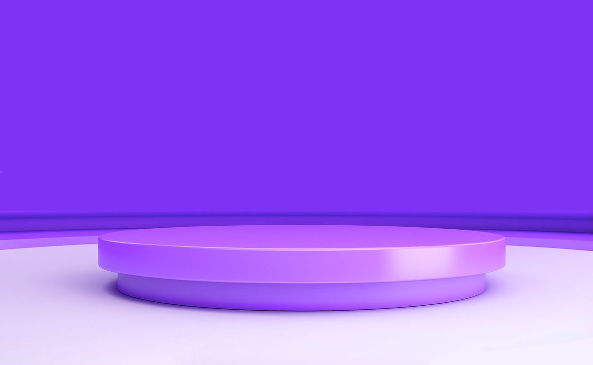 Modern purple round empty podium for product presentation on a minimalist background