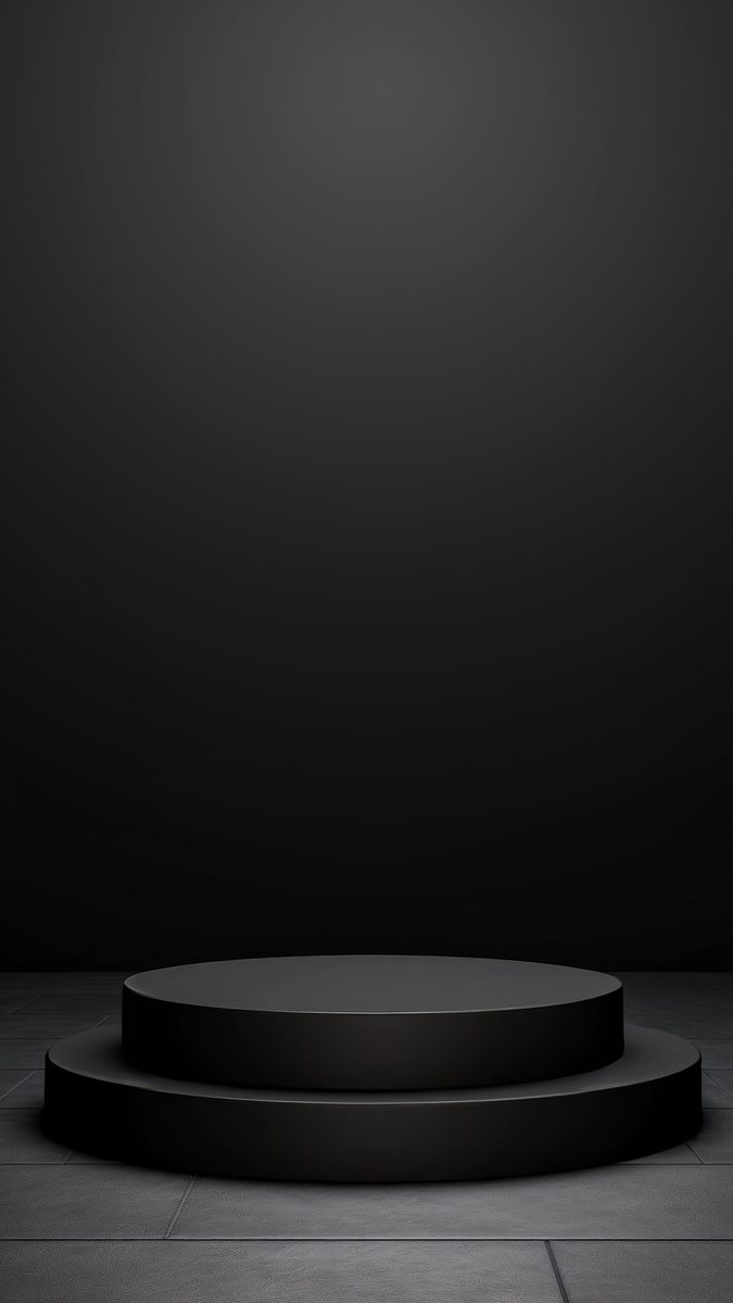 Simple round black empty podium for product presentation