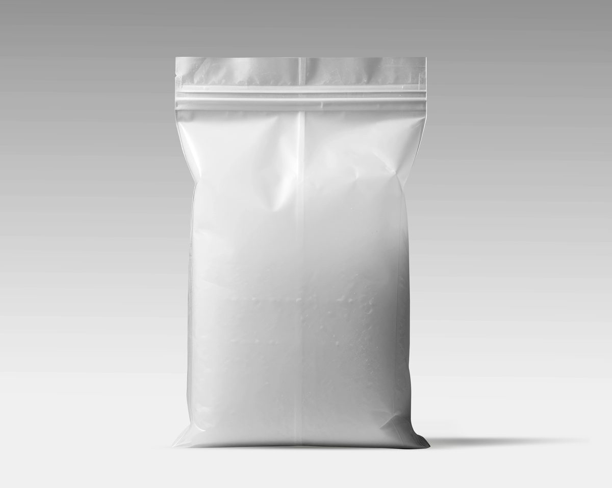 Transparent plastic bag isolated on light background